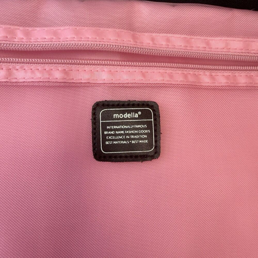 Modella Organizer Makeup Travel Bag XL Black Nylon Pink Liner 13x10 EUC - Picture 11 of 16